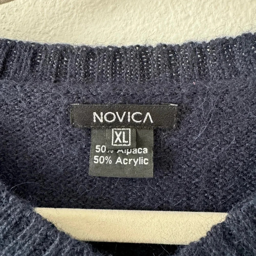 Novica Men's Peruvian Alpaca Wool Blend Classic Pullover V- neck Sweater, Sz XL - Picture 7 of 8